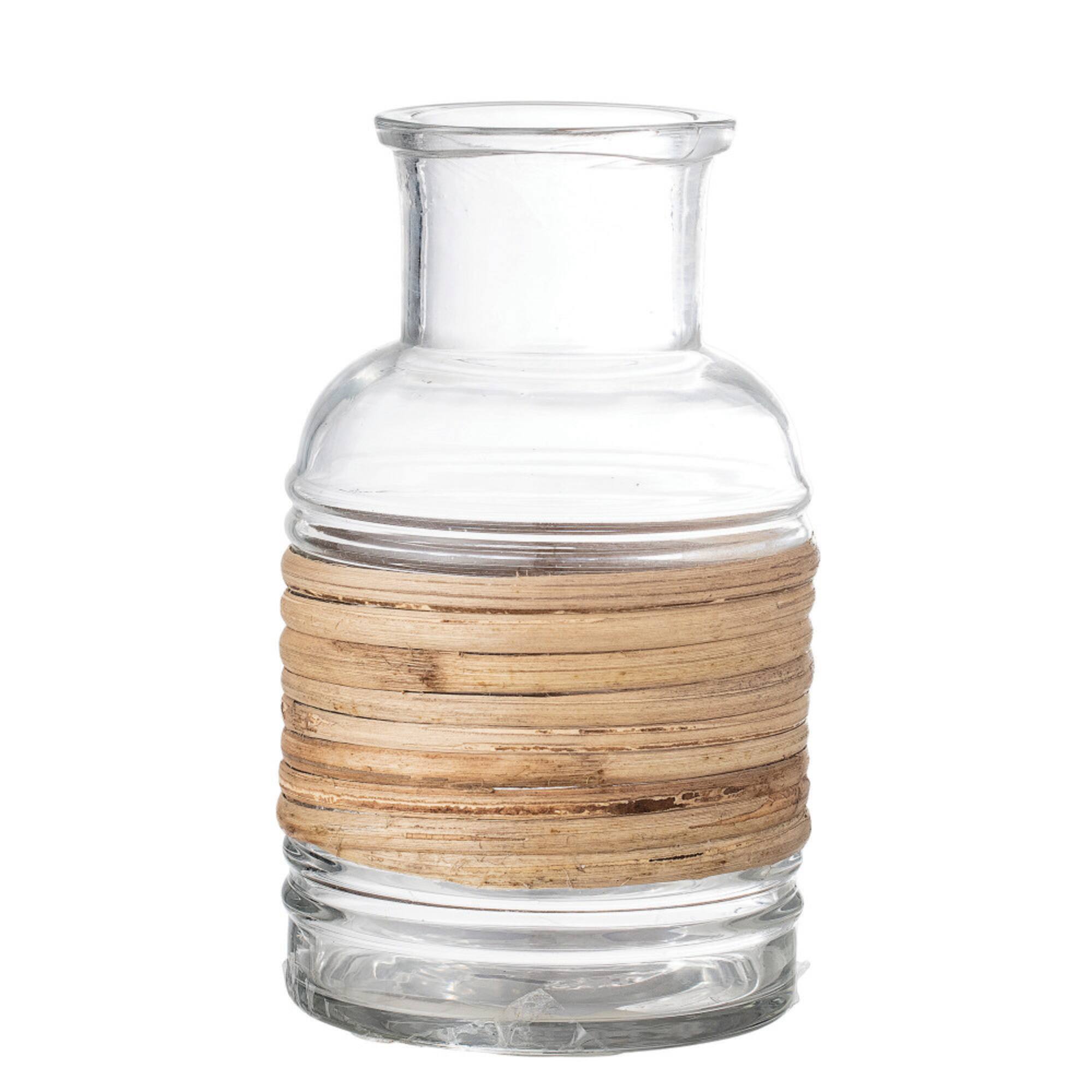 Hello Honey® 6.5" Clear Glass Vase With Wrapped Rattan Accent